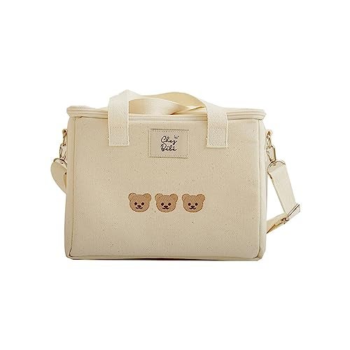 RICHTRUE Kawaii Lunch Bag for Girls Lunch Box Insulated Cute Lunch Bags for Women Insulated Lunch Box for Kids (Beige) - Image 1