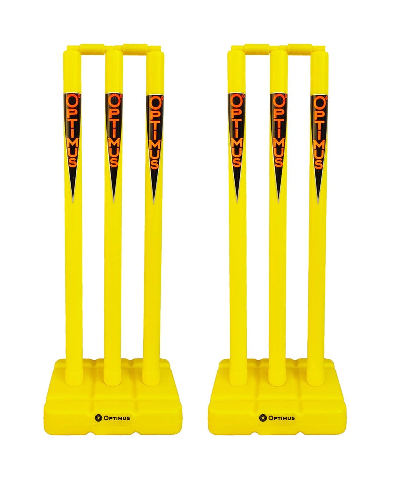 Optimus® Full Size Plastic Cricket Stump Set (30 Inch) - 6 Stumps, 2 Base & 4 Bails - for 12 Yrs & Above Tennis Ball Cricket Match - Image 1