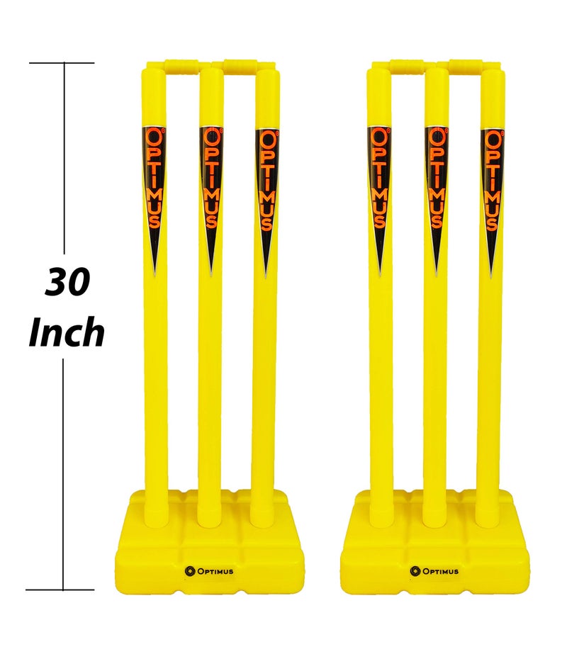 Optimus® Full Size Plastic Cricket Stump Set (30 Inch) - 6 Stumps, 2 Base & 4 Bails - for 12 Yrs & Above Tennis Ball Cricket Match - Image 2