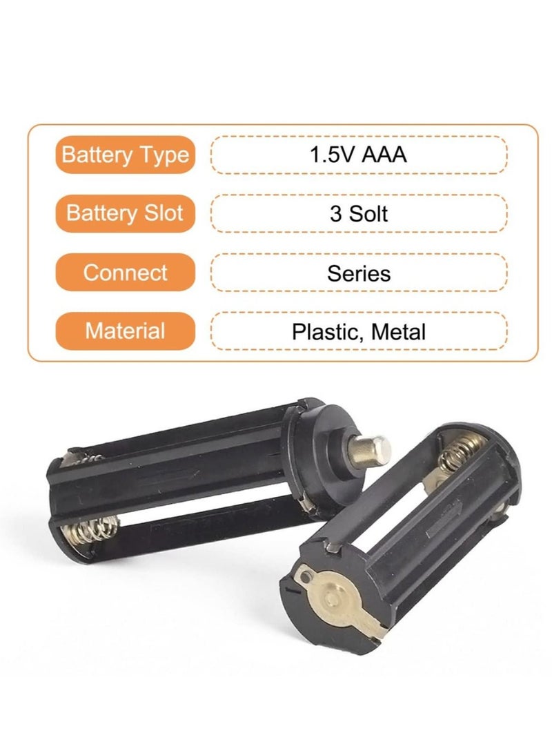 Captaintech 20 PCS Black Cylindrical Battery Holder, Plastic 3 x AAA Battery Storage Case, 3 x 1.5V AAA Batteries to 18650 Battery, Suitable for 3 x 1.5V AAA Batteries Flashlight Torch - Image 2