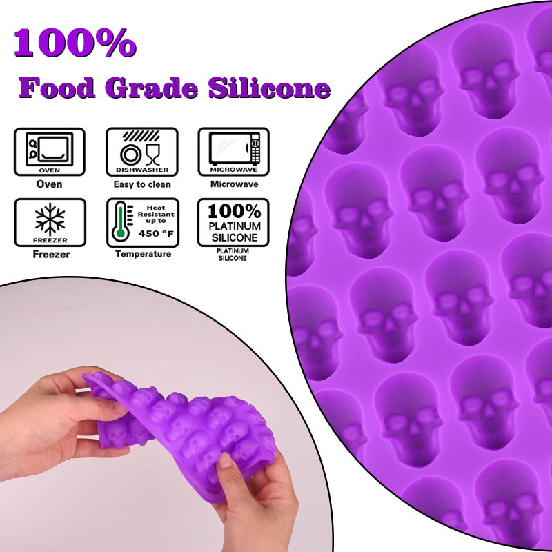Sakolla 2 Pack Gummy Skull Candy Silicone Molds 40 Cavity Silicone Skull Molds with 2 Droppers for Halloween Chocolate, Candy,Jelly, Wax Melt, Dog Treats, Ice Cube - Image 3
