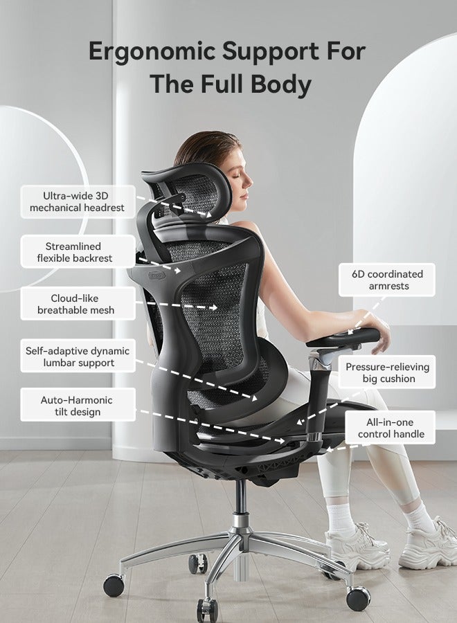 SIHOO Doro C300 Pro Ergonomic Office Chair with Dynamic Lumbar Support for Home Office Chair, Adjustable Backrest Desk Chair (Black) - Image 5