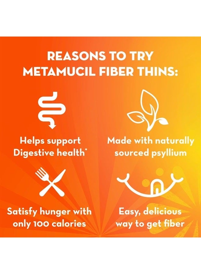 Metamucil , Fiber Thins, Daily Psyllium Husk Fiber Supplement, Supports Digestive Health and Satisfies Hunger, Chocolate Flavor, 4 Packs x 12 Servings (48 Total Servings) - Image 3