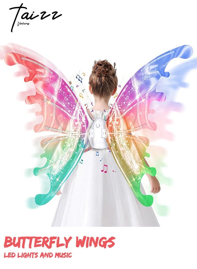 Taizz Ventures Fairy Wings for Girls, Light Up Moving Butterfly Wings with LED Lights and Music, Toy for Kids as Halloween Valentine Birthday Christmas Party Costume Princess Cosplay Dress Up Gift - Image 1