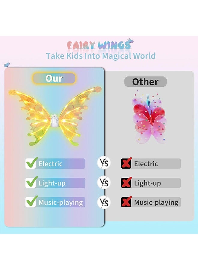 Taizz Ventures Fairy Wings for Girls, Light Up Moving Butterfly Wings with LED Lights and Music, Toy for Kids as Halloween Valentine Birthday Christmas Party Costume Princess Cosplay Dress Up Gift - Image 4