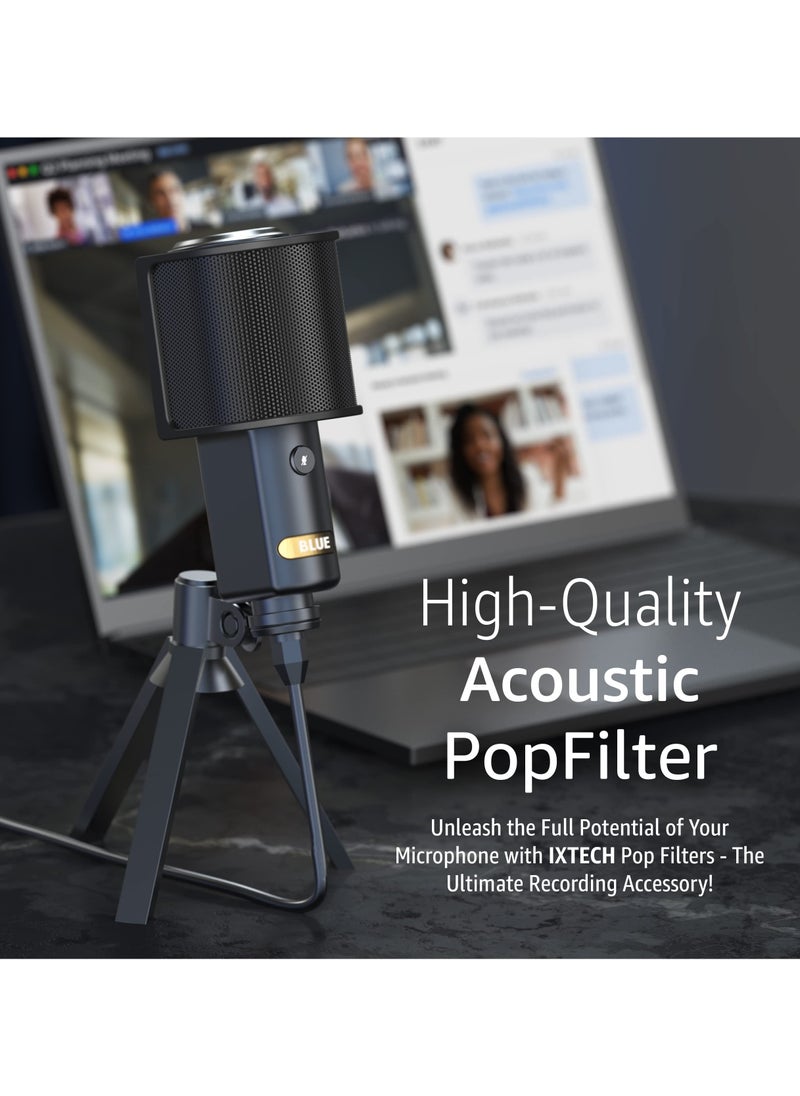 Microphone Pop Filter, Mic Pop Screen with Metal Mesh, Handheld Mic Windscreen Cover Pop Shield, Noise Shield Microphone Accessories for Podcasts Recording Vlogging Streaming