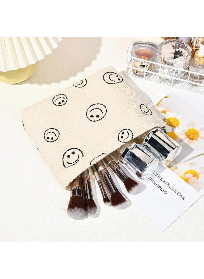 زيبويو حقيبة مكياج ZIBUYU® مكونة من قطعتين، حقائب للنساء، حقيبة مكياج عملية بسحاب مطبوع عليها وجه مبتسم، حقائب صغيرة للنساء مقاس 25 × 18 سم - Image 5