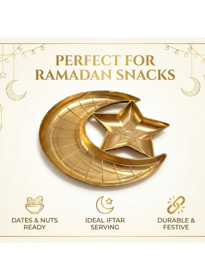Ramadan Snack Serving Plate in Crescent & Star Shape for Dates, Nuts and Yameesh, Gold – Decorative Hospitality Dish for Iftar/Suhoor Table and Coffee Corner - Image 5