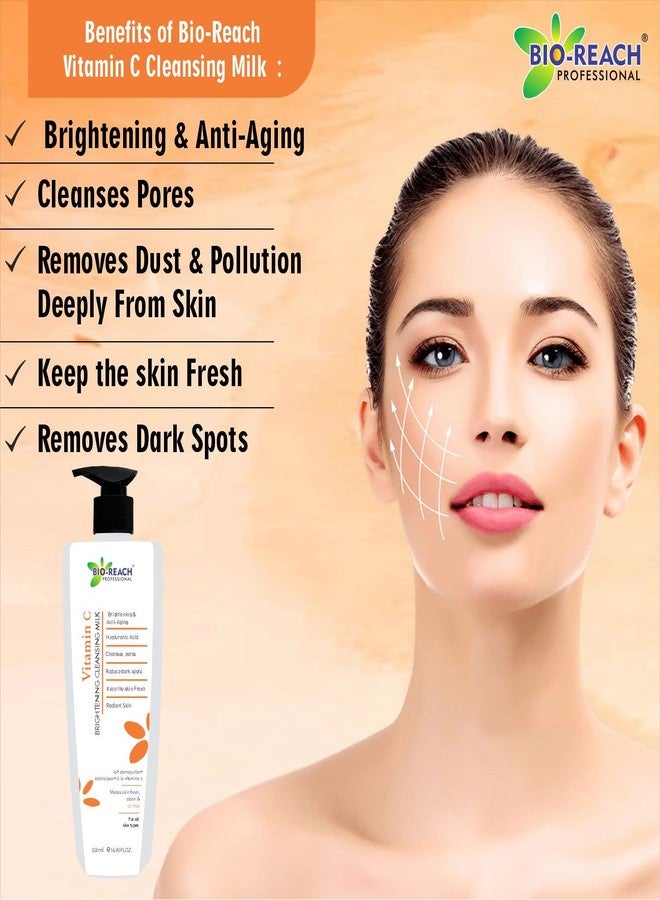 BIO-REACH Vitamin C Brightening Cleansing Milk For Womens & Mens For Cleansing Dust & Pollution From Skin (500ml) - Pack Of 1 - Image 3