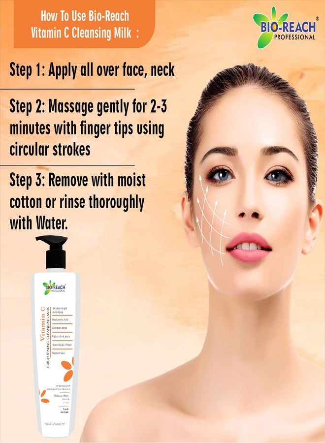 BIO-REACH Vitamin C Brightening Cleansing Milk For Womens & Mens For Cleansing Dust & Pollution From Skin (500ml) - Pack Of 1 - Image 4