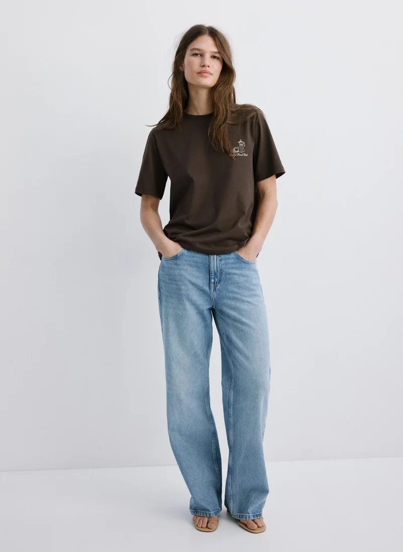 مانجو Printed cotton-blend t-shirt