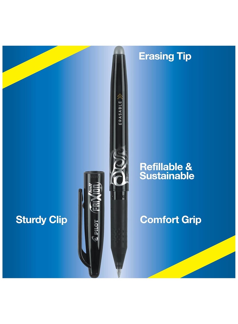 Pilot Frixion Ball 0.7mm Erasable Gel Pens, Fine Point (Black/Blue, 6 Pack) - Image 2
