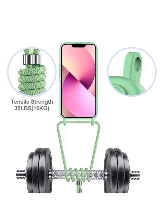 Zaboon Case For iPhone 12 Integrated Card Bag Solid Color Liquid Silicone Phone Case with Lanyard - Image 3