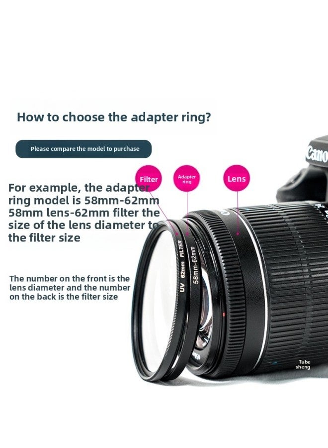 Filter Adapter Ring Camera Filter Aperture Adapter Ring Adjustable Nd Black Flexible Polarizer 49mm SLR Lens 67-Color:52mm-to 67mm - Image 2