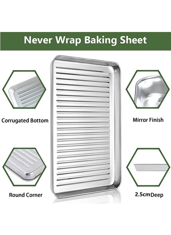 Stainless steel baking sheet with rack set [2 pans + 2 racks], cookie sheet with cooling rack, size 31.5 * 24.5 * 2.5cm, non toxic & heavy duty & easy clean