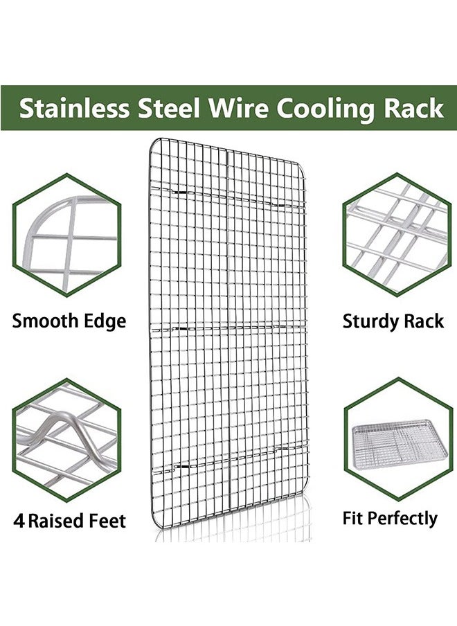 Stainless steel baking sheet with rack set [2 pans + 2 racks], cookie sheet with cooling rack, size 31.5 * 24.5 * 2.5cm, non toxic & heavy duty & easy clean