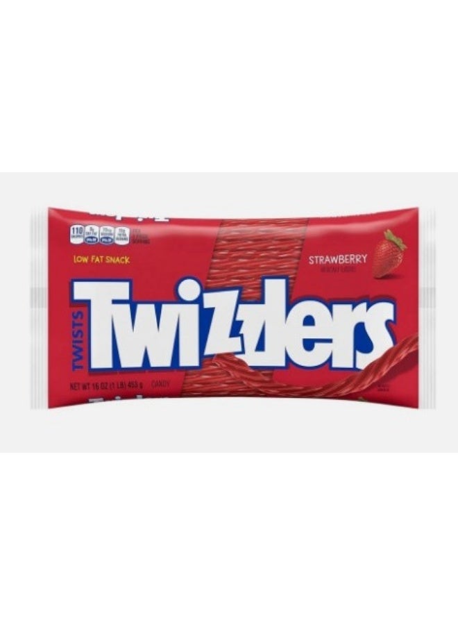 TWIZZLERS Twists Strawberry Flavored Licorice Style, Chewy Candy Bag, 16 Oz - Image 1