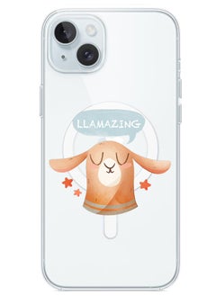Theodor Magnetic Case for iPhone 15 Plus 6.7-inch Compatible with MagSafe Wireless Charging, Shockproof Phone Bumper Cover Llamazing lama  - Image 1