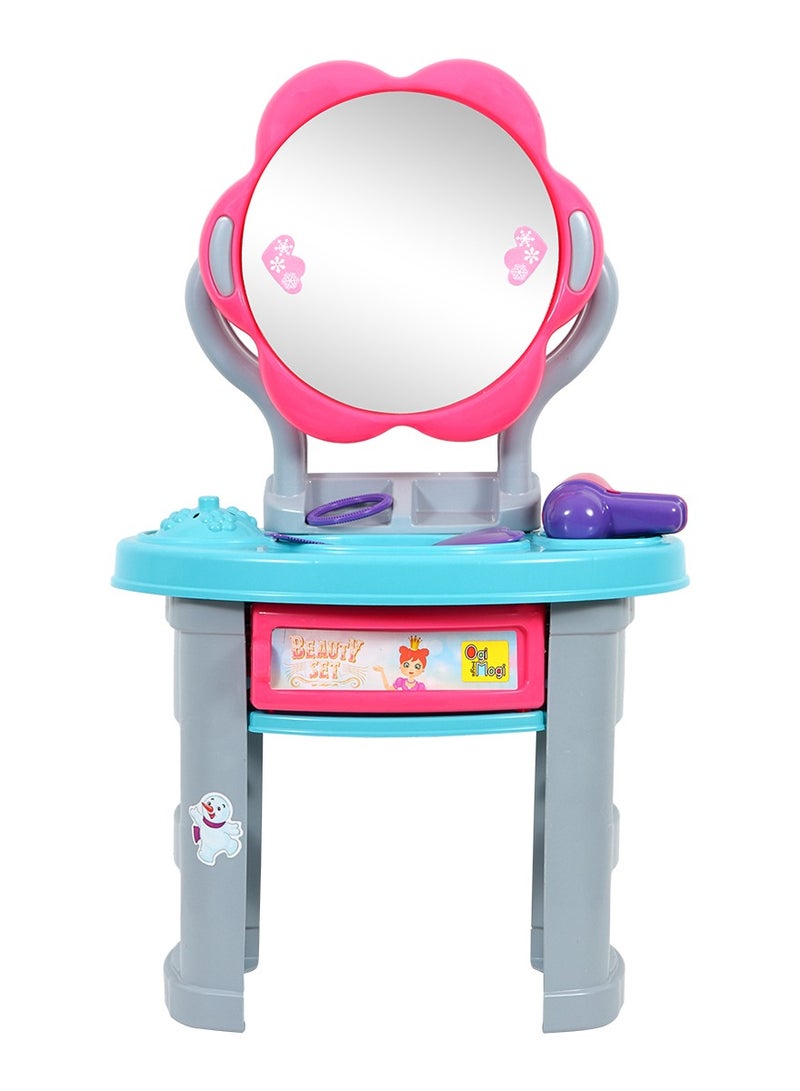 Ogi Mogi Toys Kids Beauty Vanity Counter Set, 18 Pieces Hairdressing Salon Toys, Non-Toxic Pretend Role Play Hair Styling and Makeup Toy Kit for Little Girls & Toddlers, Gift for Girls  - Image 2