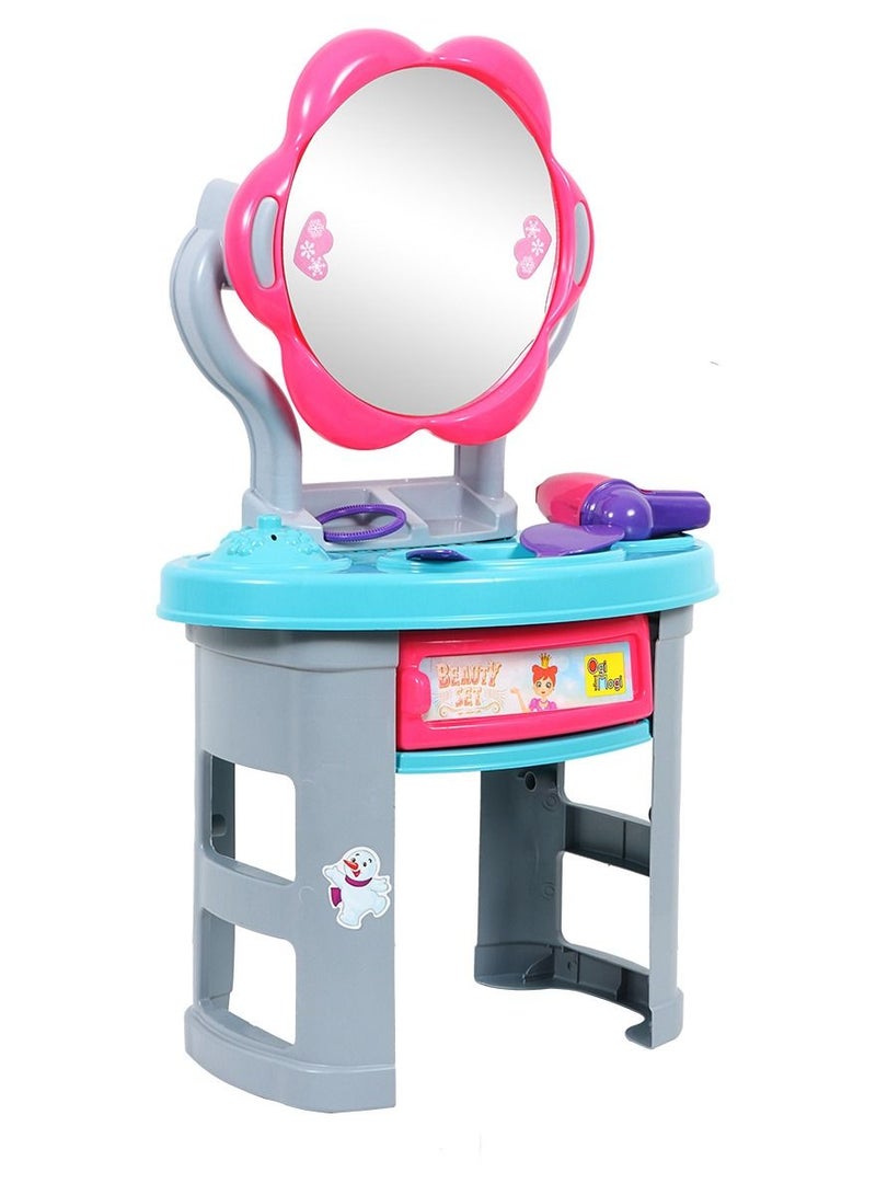 Ogi Mogi Toys Kids Beauty Vanity Counter Set, 18 Pieces Hairdressing Salon Toys, Non-Toxic Pretend Role Play Hair Styling and Makeup Toy Kit for Little Girls & Toddlers, Gift for Girls  - Image 5