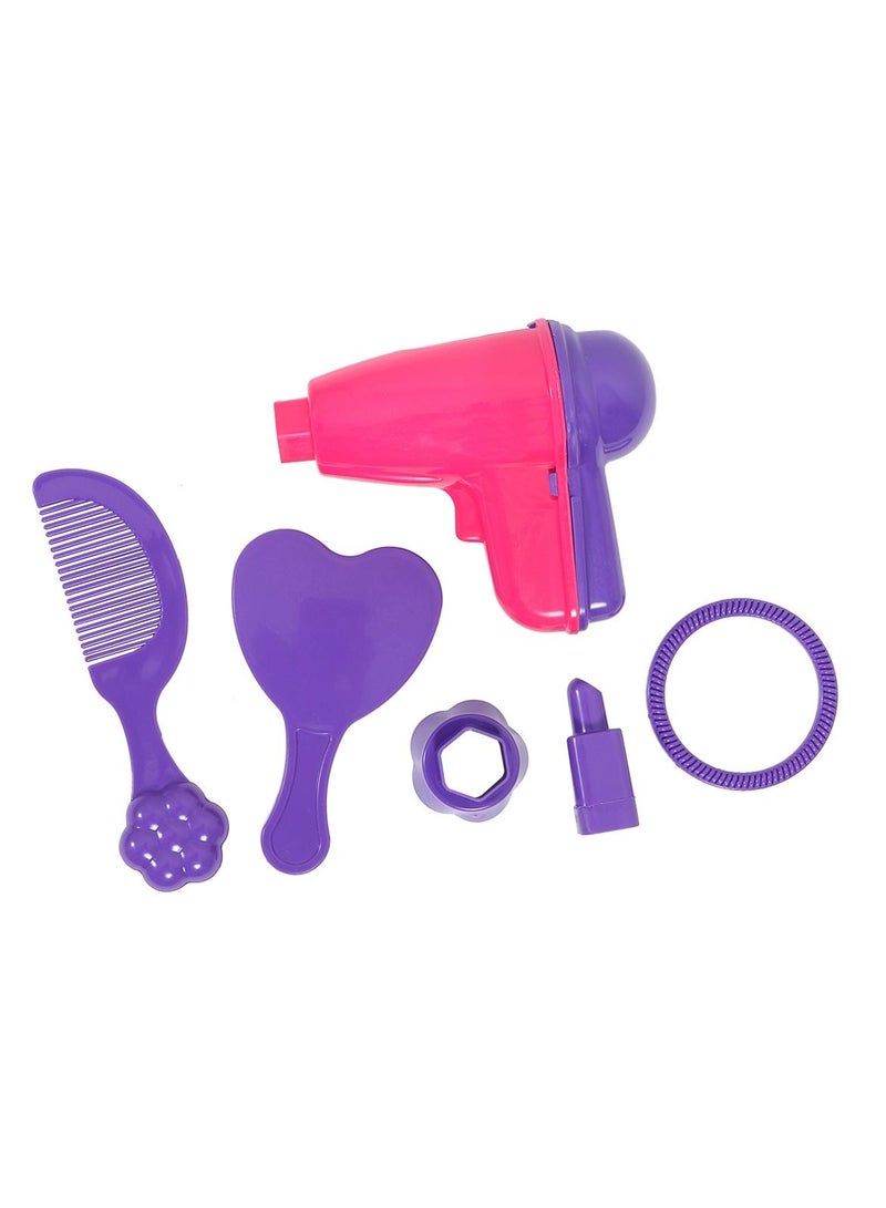 Ogi Mogi Toys Kids Beauty Vanity Counter Set, 18 Pieces Hairdressing Salon Toys, Non-Toxic Pretend Role Play Hair Styling and Makeup Toy Kit for Little Girls & Toddlers, Gift for Girls  - Image 4