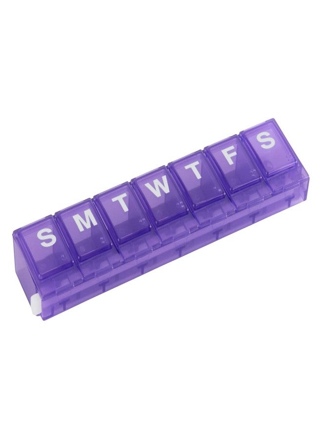 EZY DOSE Weekly (7-Day Pill Planner, Medicine Case, Vitamin Organizer Box, Small Locking Compartments to Secure Prescription Medication and Prevent Accidental Spilling, Purple - Image 1