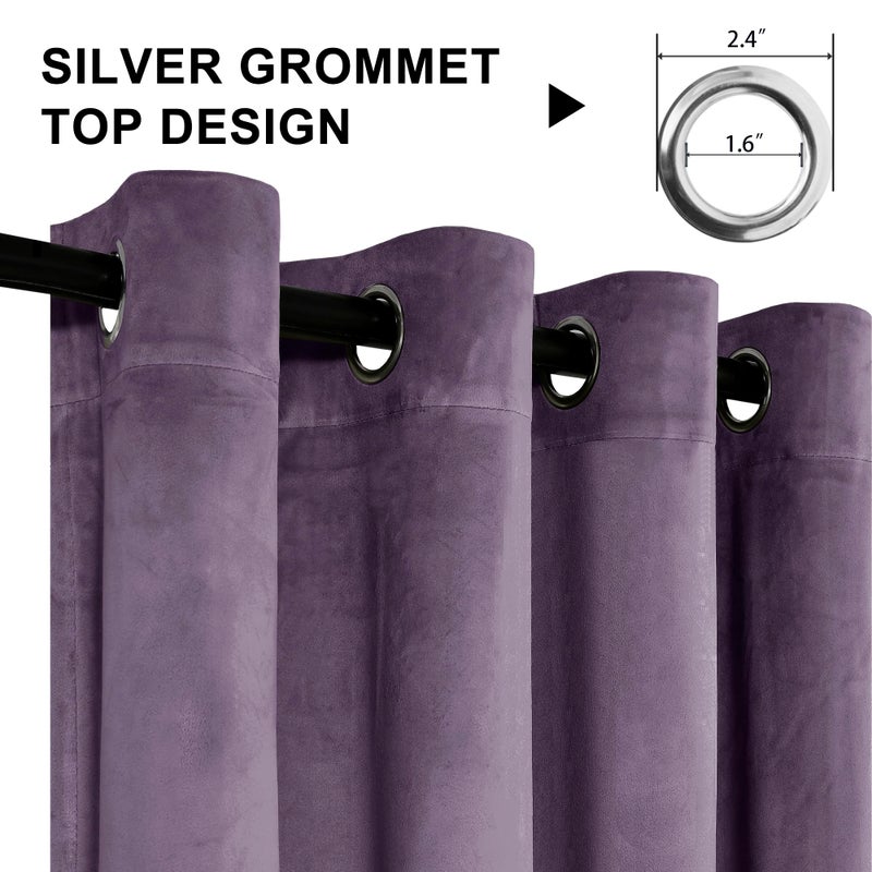 XWZO Purple Velvet Curtains 84 Inches Long, Elegent Soft Luxury Curtains for Living Room, Thermal Insulated Room Darkening Purple Curtain for Bedroom Decor, Velvet Drapes Set 2 Panels - Image 4