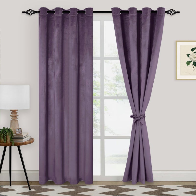 XWZO Purple Velvet Curtains 84 Inches Long, Elegent Soft Luxury Curtains for Living Room, Thermal Insulated Room Darkening Purple Curtain for Bedroom Decor, Velvet Drapes Set 2 Panels - Image 1