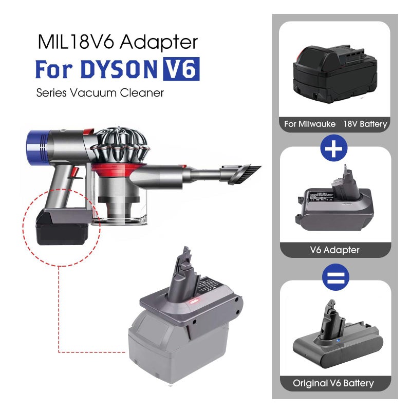 Btrui For Dyson V6 Battery Adapter For Milwaukee M18 18V Battery To For Dyson V6 Sv03 Sv04 Sv09 Dc62 Dc59 Fluffy Vacuum Converter (Only Mil18V6 Adapter) - Image 2