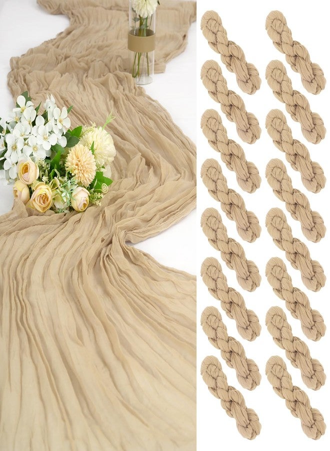 Tomeurperf 16 Pack Cheesecloth Table Runner Beige, 35 x 70 Inch Gauze Cheese Cloth Table Runner Rustic Boho Wedding Table Runner for Wedding Birthday Party Bridal Shower Cake Table Decoration - Image 1