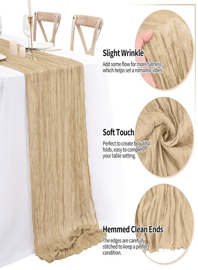 Tomeurperf 16 Pack Cheesecloth Table Runner Beige, 35 x 70 Inch Gauze Cheese Cloth Table Runner Rustic Boho Wedding Table Runner for Wedding Birthday Party Bridal Shower Cake Table Decoration - Image 3