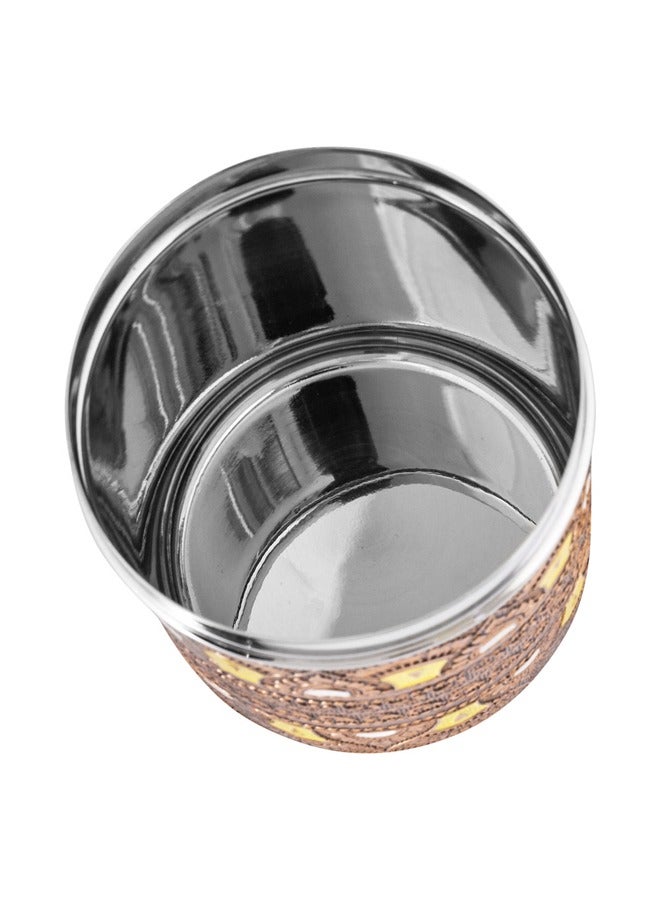 AL SANIDI Indian Stainless steel Spices storage, Tea, coffee and sugar storage for trips, Bronze, Size 9 Cm - Image 2