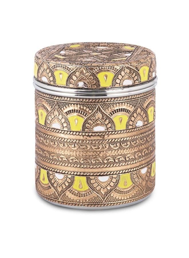AL SANIDI Indian Stainless steel Spices storage, Tea, coffee and sugar storage for trips, Bronze, Size 9 Cm - Image 1