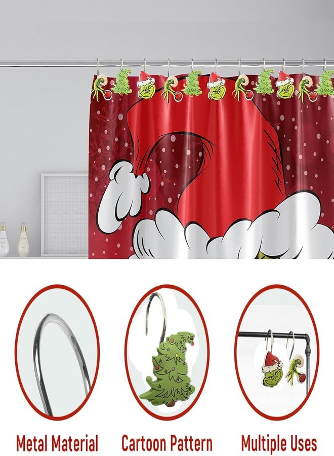 SHOCAWS 12-Piece Christmas Shower Curtain Hooks - Festive Metal Rustproof Cute Shower Curtain Rings Bathroom Decoration Accessories - Image 3