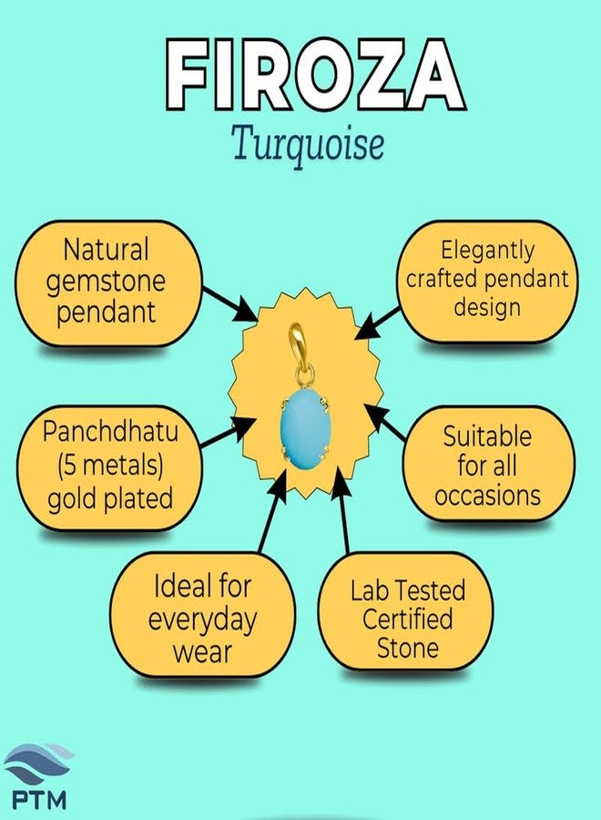 بي تي إم قلادة من الفيروز الطبيعي المعتمد من Ptm، وزنها 6.25 قيراط أو 5.5 قيراط، مصنوعة من خمسة معادن، مطلية بالذهب عيار 22 قيراط، مناسبة للرجال والنساء -nvdhp1625 - Image 3