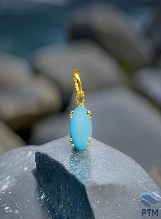 بي تي إم قلادة من الفيروز الطبيعي المعتمد من Ptm، وزنها 6.25 قيراط أو 5.5 قيراط، مصنوعة من خمسة معادن، مطلية بالذهب عيار 22 قيراط، مناسبة للرجال والنساء -nvdhp1625 - Image 2