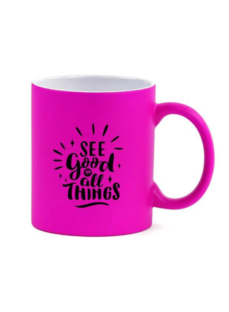Vitacelli Matte Fluorescent Pink Ceramic Sublimation Coffee Mug - 11oz. - Image 2