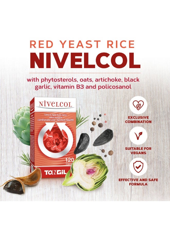 TONGIL Nivelcol 120 Capsules | Red Rice Yeast, Phytosterols, Policosanol, Artichoke and Black Garlic | Supports Cardiovascular System Health | Safe and Effective Formula by TONGIL - Image 4