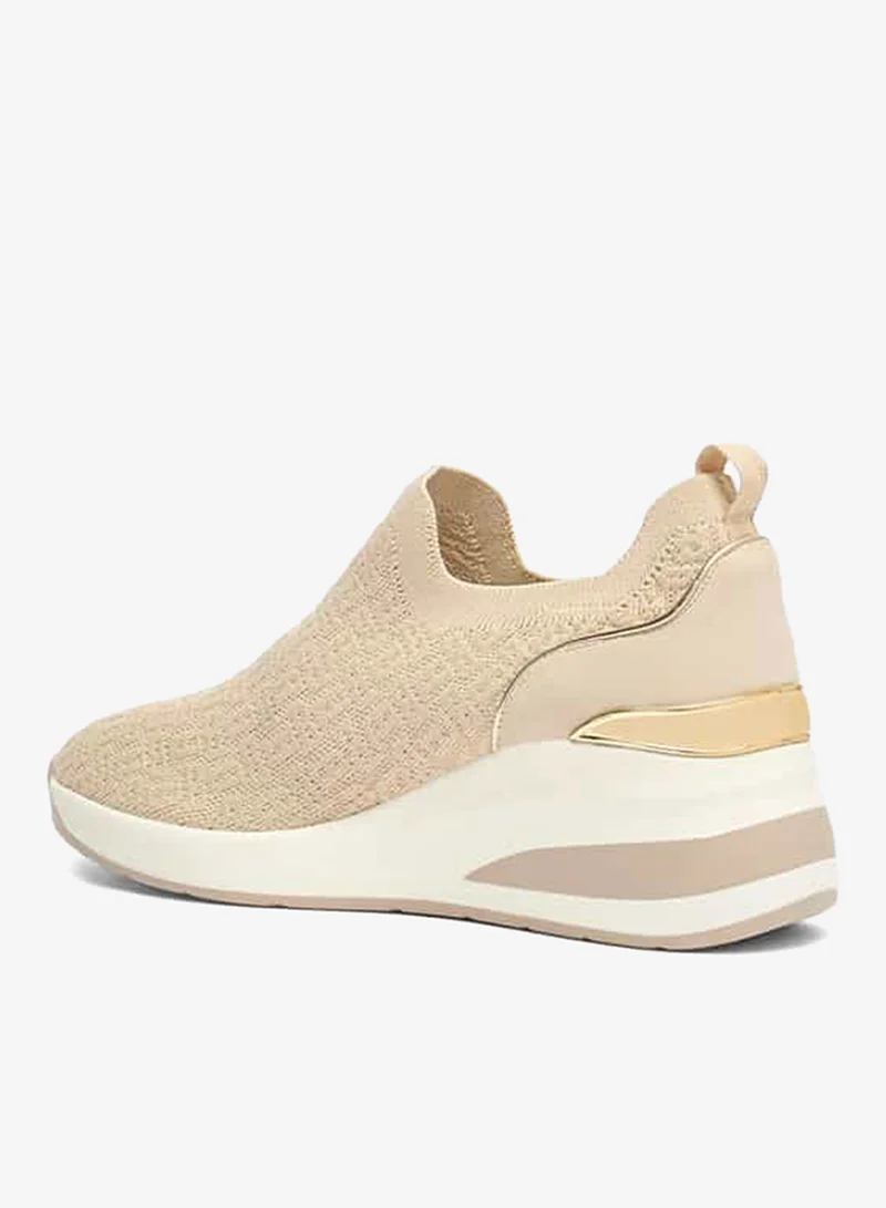 Flora Bella By Shoexpress Women All-Over Monogram Textured Slip-On Low Ankle Sneakers