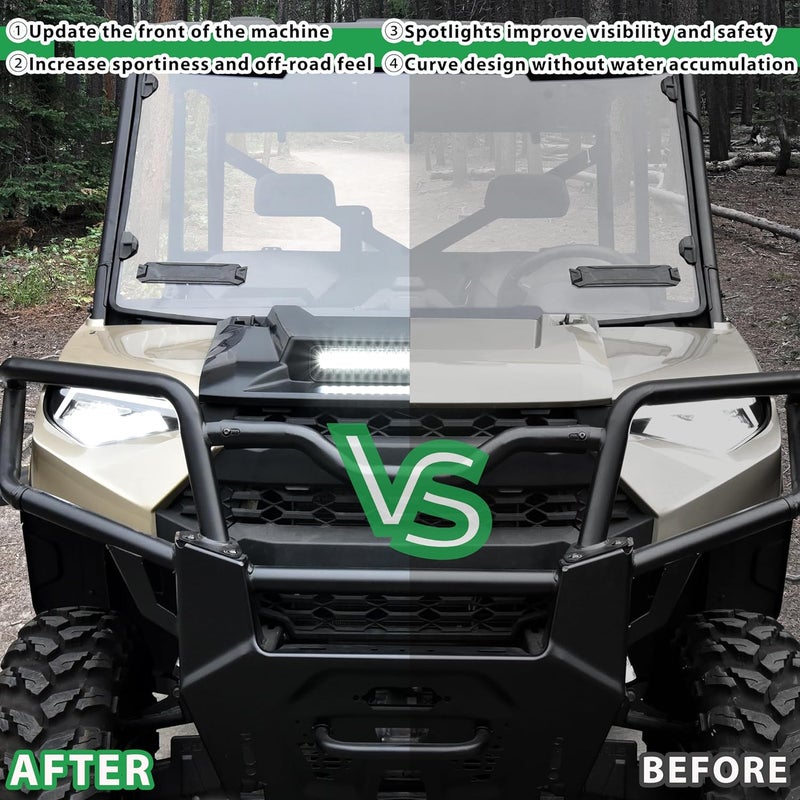 POKIAUTO Hood Scoop with LED Lights for Polaris Ranger XP 1000/Crew XP 1000 (2018-2024) - Image 3