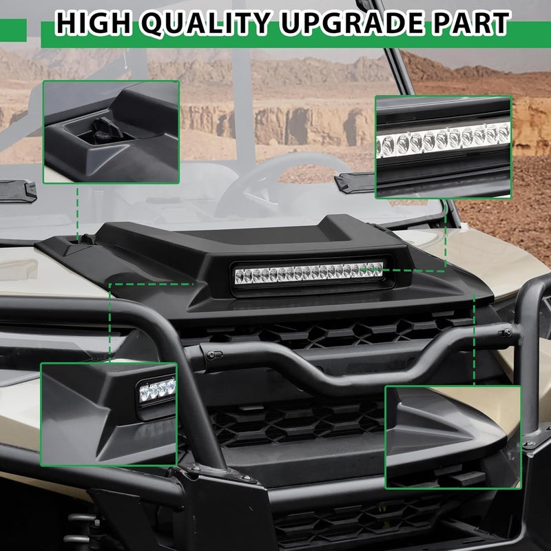POKIAUTO Hood Scoop with LED Lights for Polaris Ranger XP 1000/Crew XP 1000 (2018-2024) - Image 5