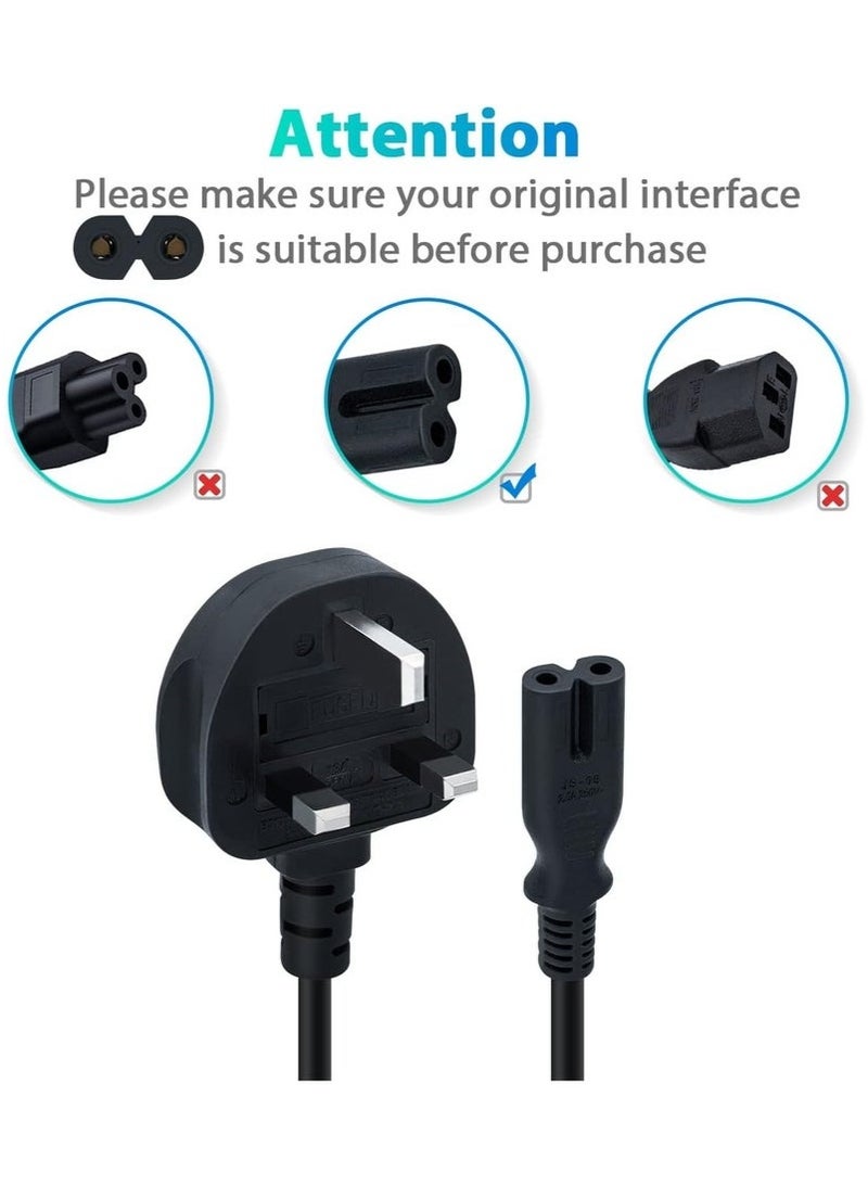 Golau 3M UK Power Cable (IEC320C7 to BS 1363) C7 Figure 8 Power Lead, PS4 Power Cable, Kettle Lead/Power Cord compatible with Samsung LG Philips Toshiba TV/Printer/PS4/PS3/PS5 - Image 2