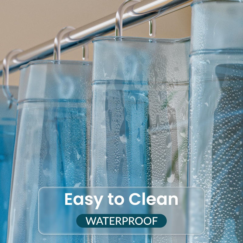 Titanker Shower Curtain Liner, Plastic Shower Liner PEVA 72 x 72 Lightweight Waterproof Shower Curtains for Bathroom with Magnets and Rustproof Grommets, Clear Blue - Image 3
