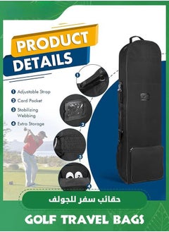 XiuWoo Padded Golf Travel Bags with Wheels, 600D Heavy Duty Oxford Wear-Resistant, Soft Sided Foldable Golf Club Travel Covers for Airlines, Golf Club Bag Protection, Extra Storage Pocket  - Image 4