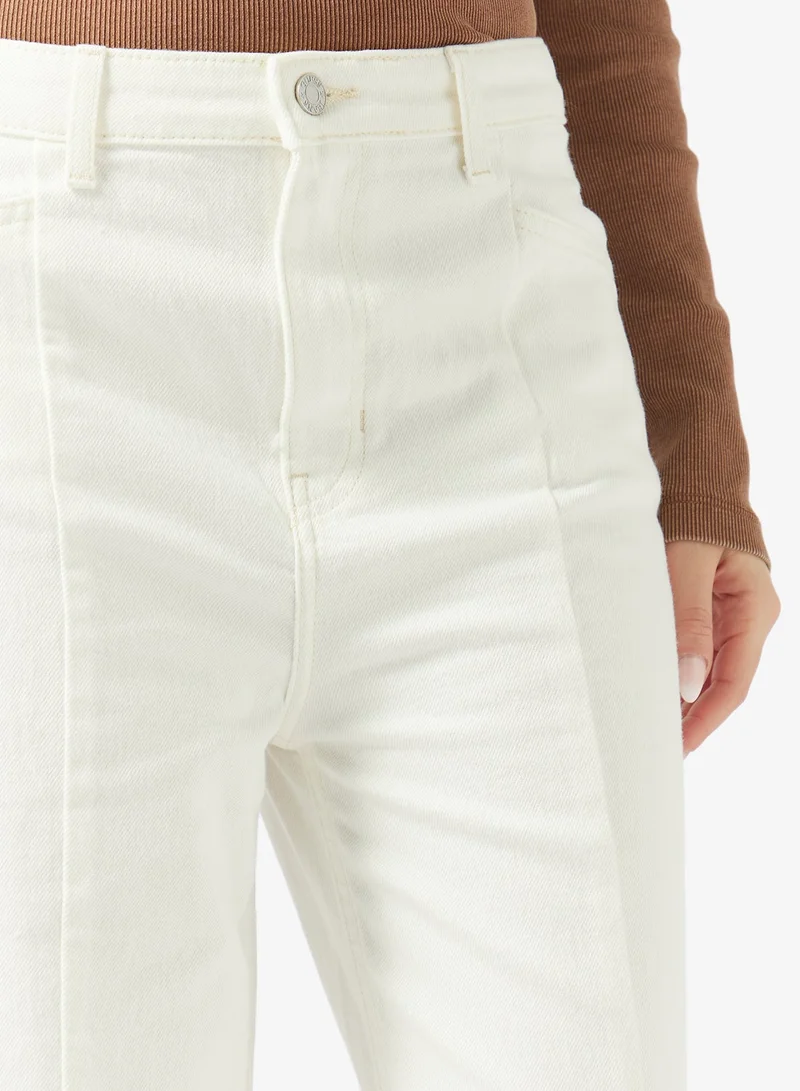 Guess  Wide Leg Crop Seamed Jeans for Women | Best Price UAE