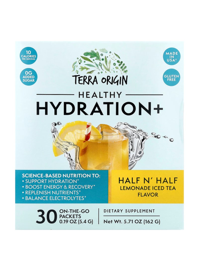 Healthy Hydration+, Half N' Half Lemonade Iced Tea, 30 On The Go Packets, 0.19 oz (5.4 g) Each
