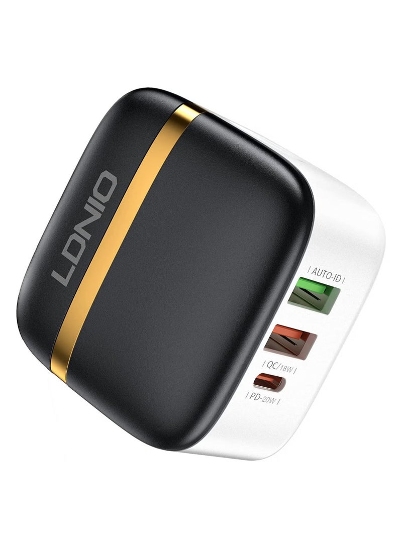 JAJEEK A3513Q High-Quality 3-Port USB Type-C 32W PD 20W Fast Charger – QC 3.0 Wall Adapter for Mobile Phones, Tablets, Laptops, Efficient Charging, Compact Design - Image 1