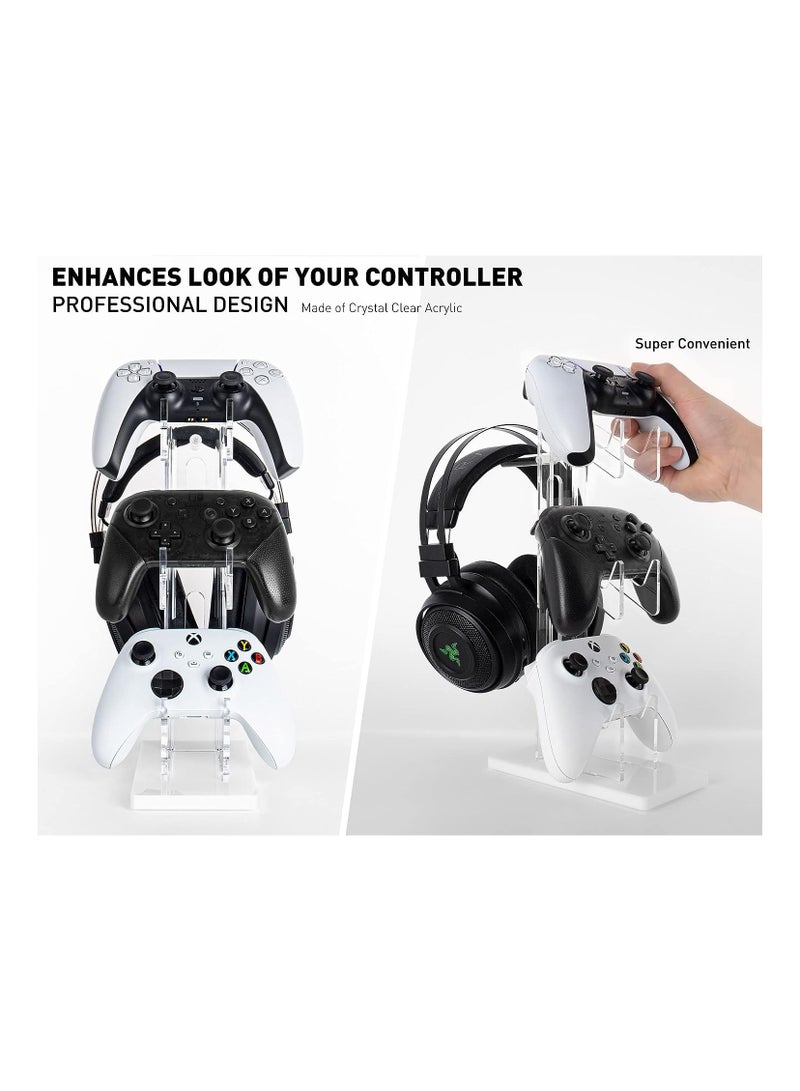 Universal 3 Tier Controller Holder and Headset Stand for PS5 PS4 Xbox ONE Switch STEAM, Controller Stand Gaming Accessories, Build Your Game Fortresses (White) - Image 5
