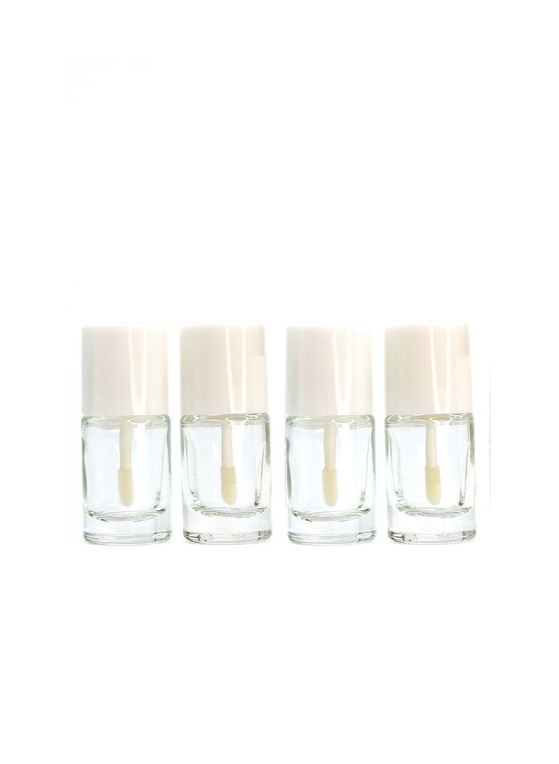4-Pack Empty White Tint Bottles with Applicator Brush – 10ml Refillable Containers for Lip & Cheek Stain