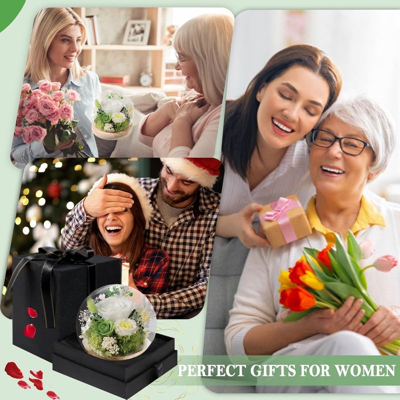 FIACO Preserved Rose Birthday Gift for Women Forever Fresh Flowers for Prime Delivery Gift for Mom Grandma Wife Valentines Mothers Day Christmas Anniversary Eternal Roses in Glass Dome - Image 5